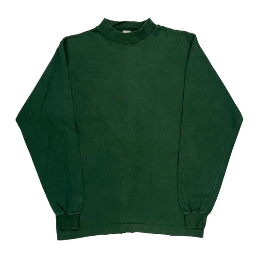 Blank Fruit Of The Loom Single Stitch Long Sleeve T-Shirt - Large Green Cotton