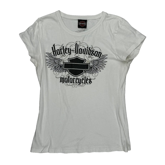 Seaford Delaware Harley Davidson Graphic T-Shirt - Large White Cotton