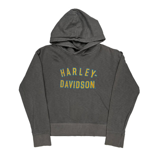 Harley Davidson Graphic Hoodie - Large Grey Cotton