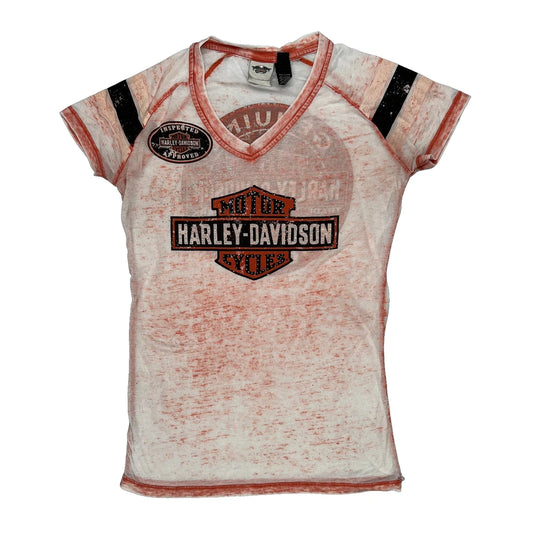 Harley Davidson Graphic T-Shirt - Small Red Cotton