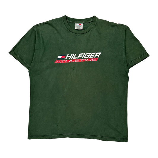 Hilfiger Athletics Tommy Hilfiger Spellout T-Shirt - Large Green Cotton