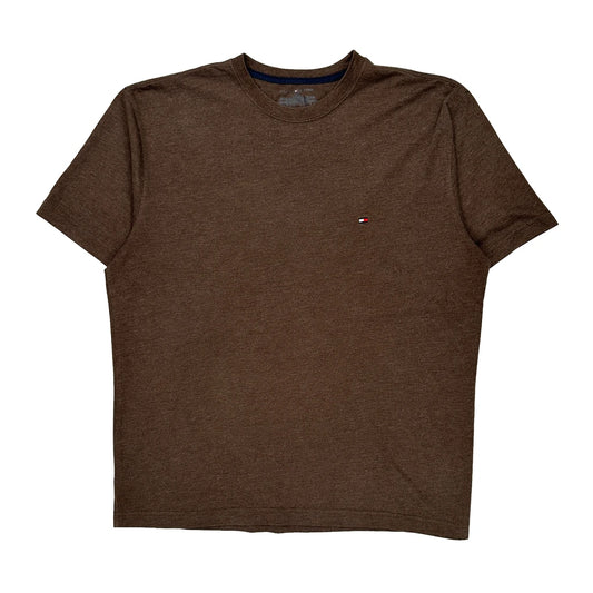 Tommy Hilfiger T-Shirt - Large Brown Cotton