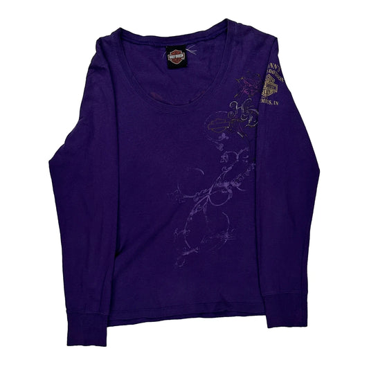 Motorcycles Harley Davidson Long Sleeve T-Shirt - Small Purple Cotton