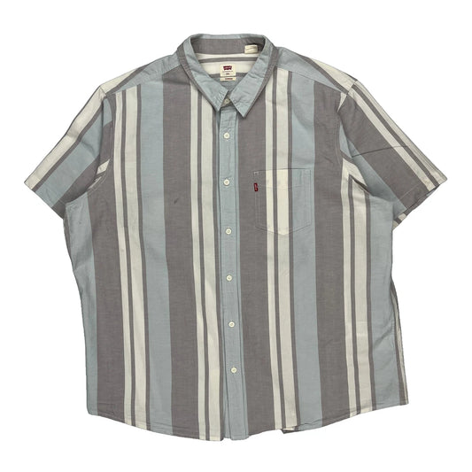 Levis Striped Short Sleeve Shirt - 2XL Blue Cotton