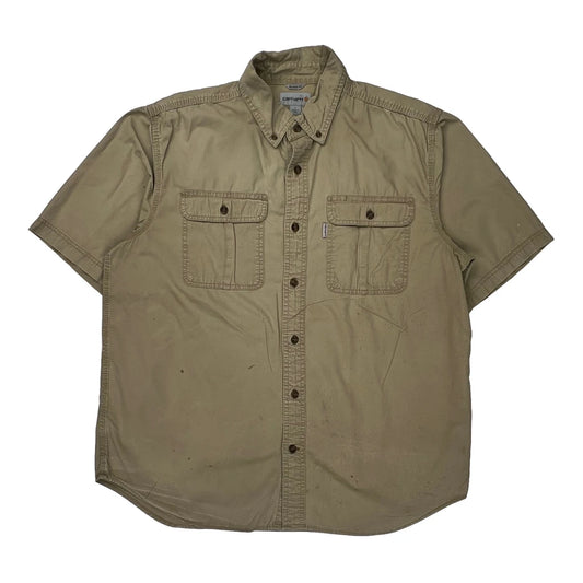 Carhartt Short Sleeve Shirt - Large Beige Cotton