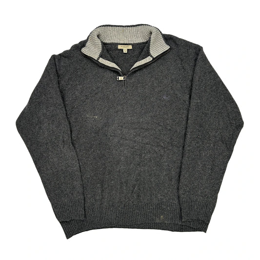 Burberry London 1/4 Zip - XL Grey Wool