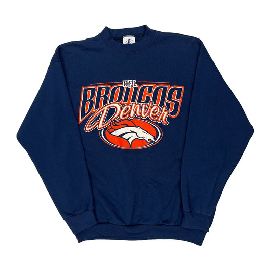 Denver Broncos Logo Athletics Nfl Sweatshirt - Large Blue Cotton Blend