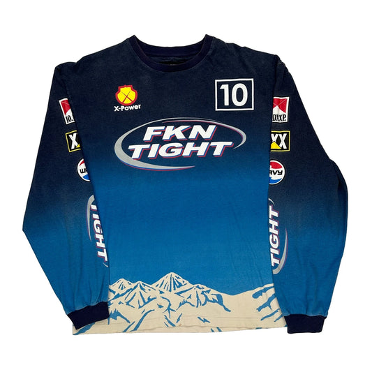 Fkn Tight 10 Deep Graphic Long Sleeve T-Shirt - Large Blue Cotton