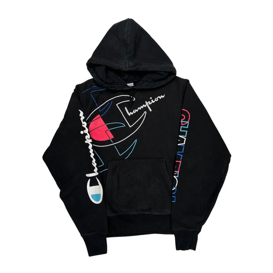 Reverse Weave Champion Graphic Hoodie - Medium Black Cotton