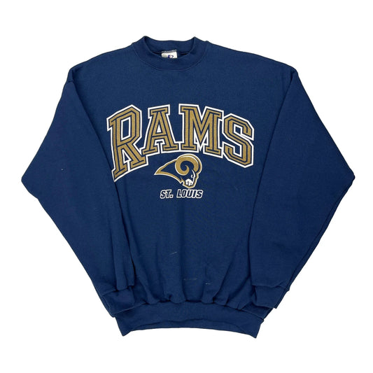 St. Louis Rams Logo Athletics Nfl Sweatshirt - Large Blue Cotton Blend