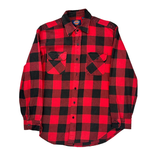Dickies Checked Flannel Shirt - Large Black Cotton