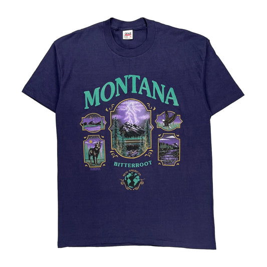 Montana Anvil Single Stitch T-Shirt - XL Navy Cotton