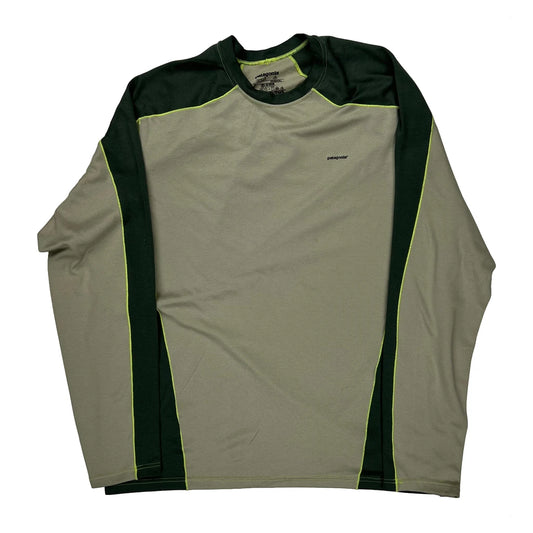 Patagonia Contrast Stitch Long Sleeve T-Shirt - XL Green Polyester