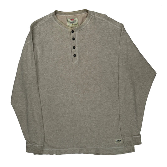Levis Long Sleeve T-Shirt - Large Beige Cotton Blend