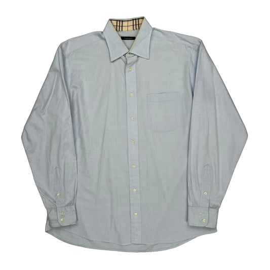 Burberry London Checked Shirt - Large Blue Cotton