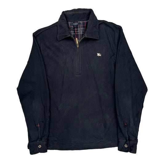 Burberry London 1/4 Zip - Large Navy Cotton