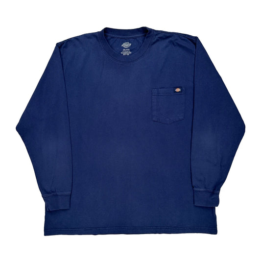 Dickies Long Sleeve T-Shirt - 2XL Blue Cotton