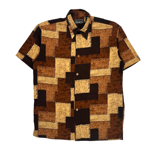Pronti Patterned Shirt - Large Beige Polyester