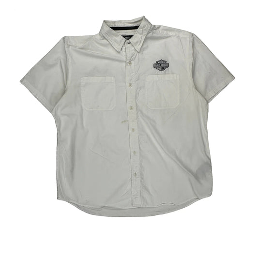 Harley Davidson Short Sleeve Shirt - 2XL White Cotton
