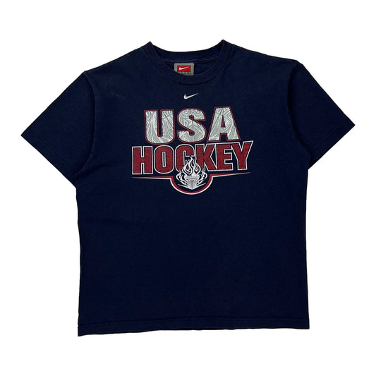 USA Hockey Nike T-Shirt - Medium Navy Cotton