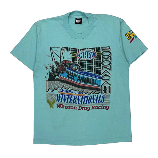 Nhra Pomona Drag Racing Screen Stars Graphic T-Shirt - Large Blue Cotton Blend