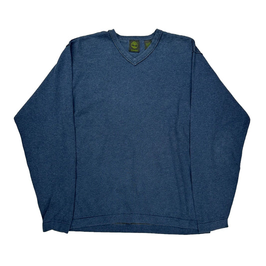 Timberland V-Neck Jumper - XL Blue Cotton