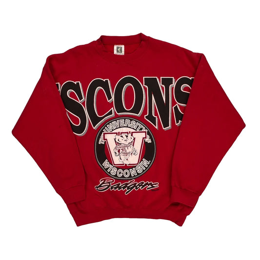 Made In USA, University Of Wisconsin Badgers Cliff Engle College Sweatshirt - XL Red Cotton Blend