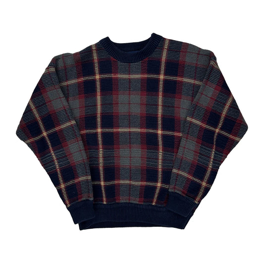 Izod Checked Jumper - Medium Grey Cotton