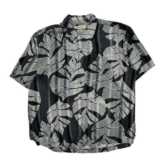 Tommy Bahama Floral Hawaiian Shirt - XL Black & White Silk