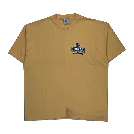 Show-Me State Games Volunteer Cal Cru Single Stitch T-Shirt - 2XL Yellow Cotton