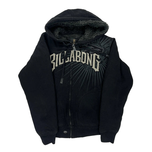 Lined Billabong Hip Hop Hoodie - Large Black Cotton