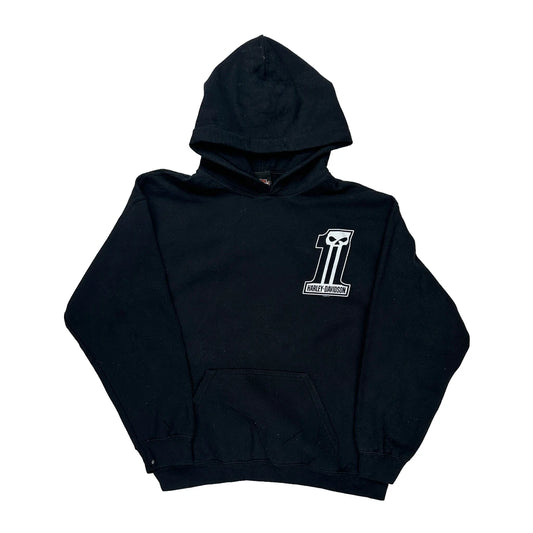 Harley Davidson Graphic Hoodie - Large Black Cotton Blend