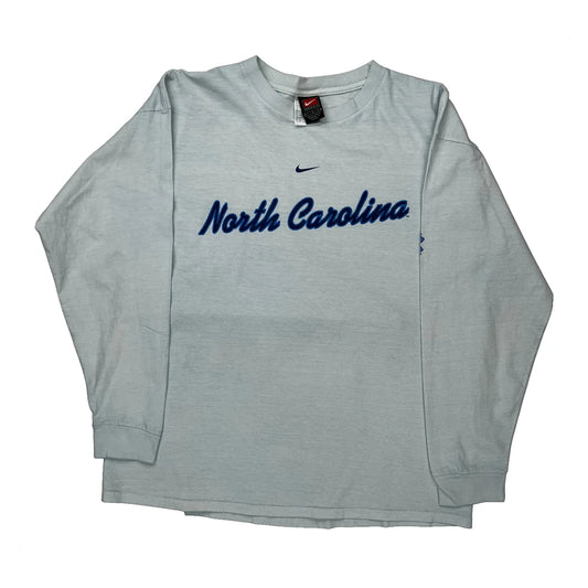 North Carolina Nike College Long Sleeve T-Shirt - Large Blue Cotton
