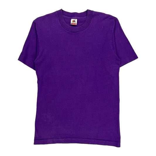 Blank Fruit Of The Loom Single Stitch T-Shirt - Small Purple Cotton