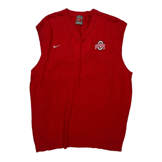 Ohio State Nike College Sweater Vest - Large Red Cotton