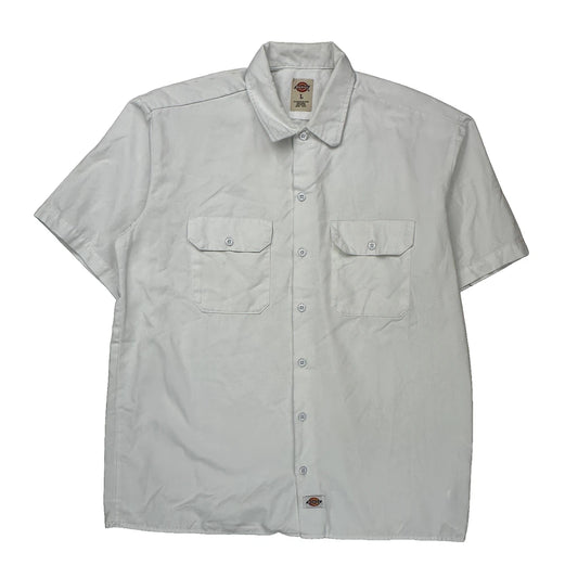 Dickies Short Sleeve Shirt - Large White Polyester Blend