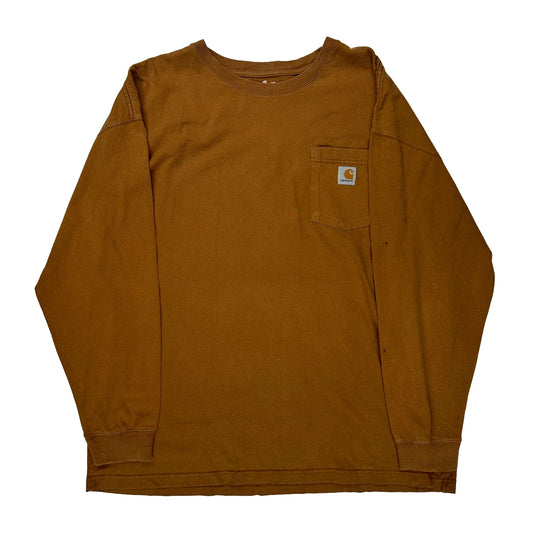 Carhartt Long Sleeve T-Shirt - 2XL Brown Cotton