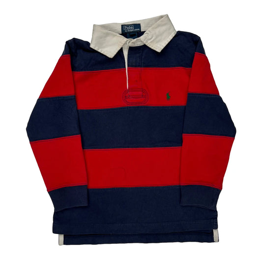 Age 5 Polo By Ralph Lauren Striped Rugby Shirt - Small Navy Cotton