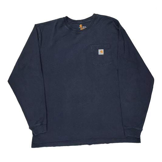 Carhartt Tall Long Sleeve T-Shirt - 2XL Navy Cotton