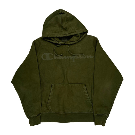Reverse Weave Champion Spellout Hoodie - Large Green Cotton