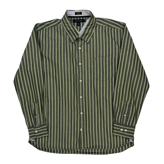 Tommy Hilfiger Striped Shirt - XL Green Cotton