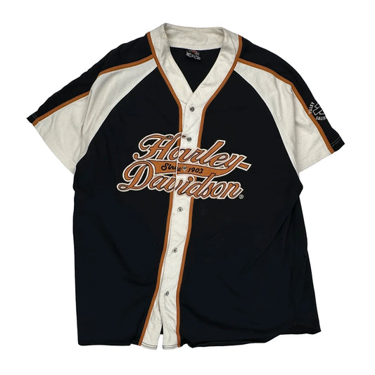 Since 1903 Harley Davidson Spellout Jersey - 2XL Black Cotton