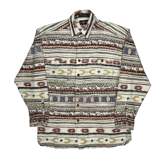 Rift Valley Striped Patterned Shirt - Large Multicoloured Cotton