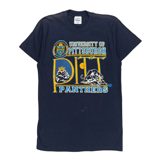 University Of Pittsburgh Panthers Tultex Single Stitch T-Shirt - Medium Navy Cotton