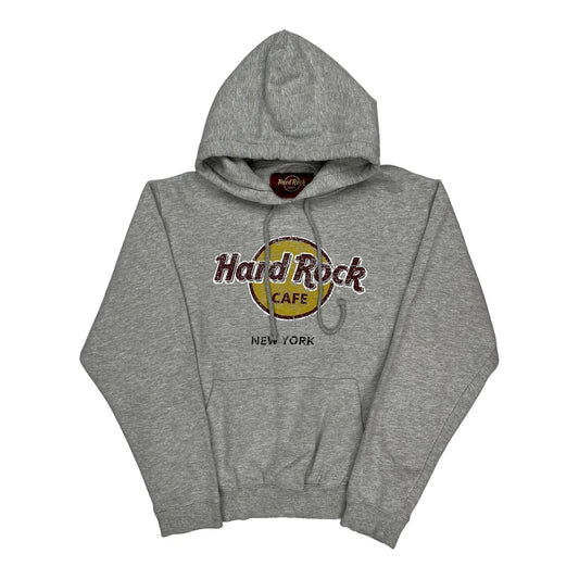 New York Hard Rock Cafe Graphic Hoodie - Medium Grey Cotton Blend