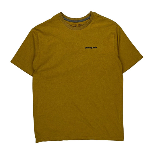 Patagonia Graphic T-Shirt - Small Yellow Cotton Blend
