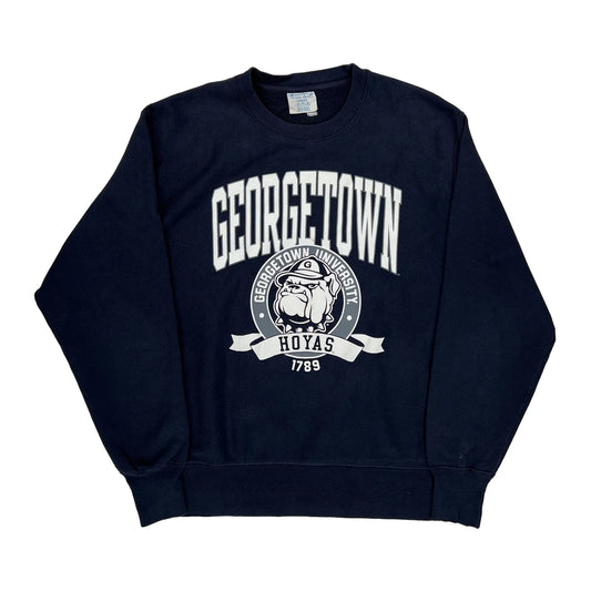 Reverse Weave Champion College Sweatshirt - Large Navy Cotton