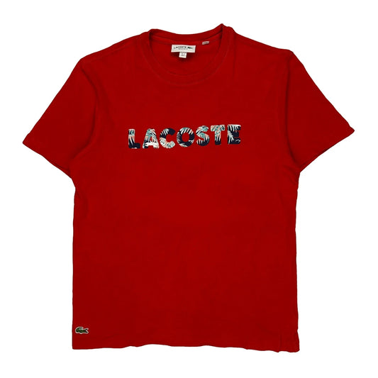 Lacoste Spellout T-Shirt - Medium Red Cotton