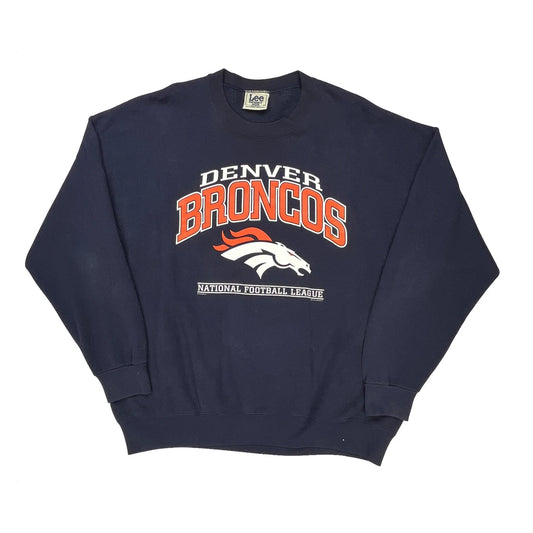 Denver Broncos Lee Sport Nfl Sweatshirt - 2XL Navy Cotton