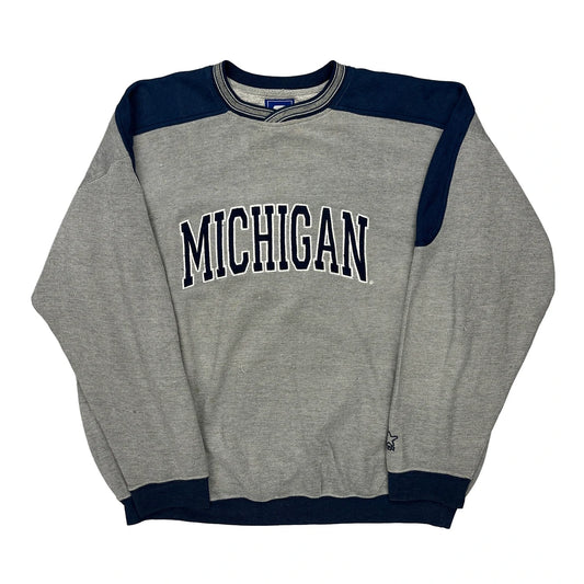 Michigan Starter College Sweatshirt - XL Navy Cotton Blend